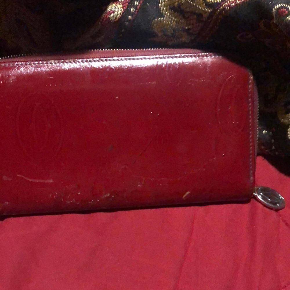 Red Leather Zip Wallet